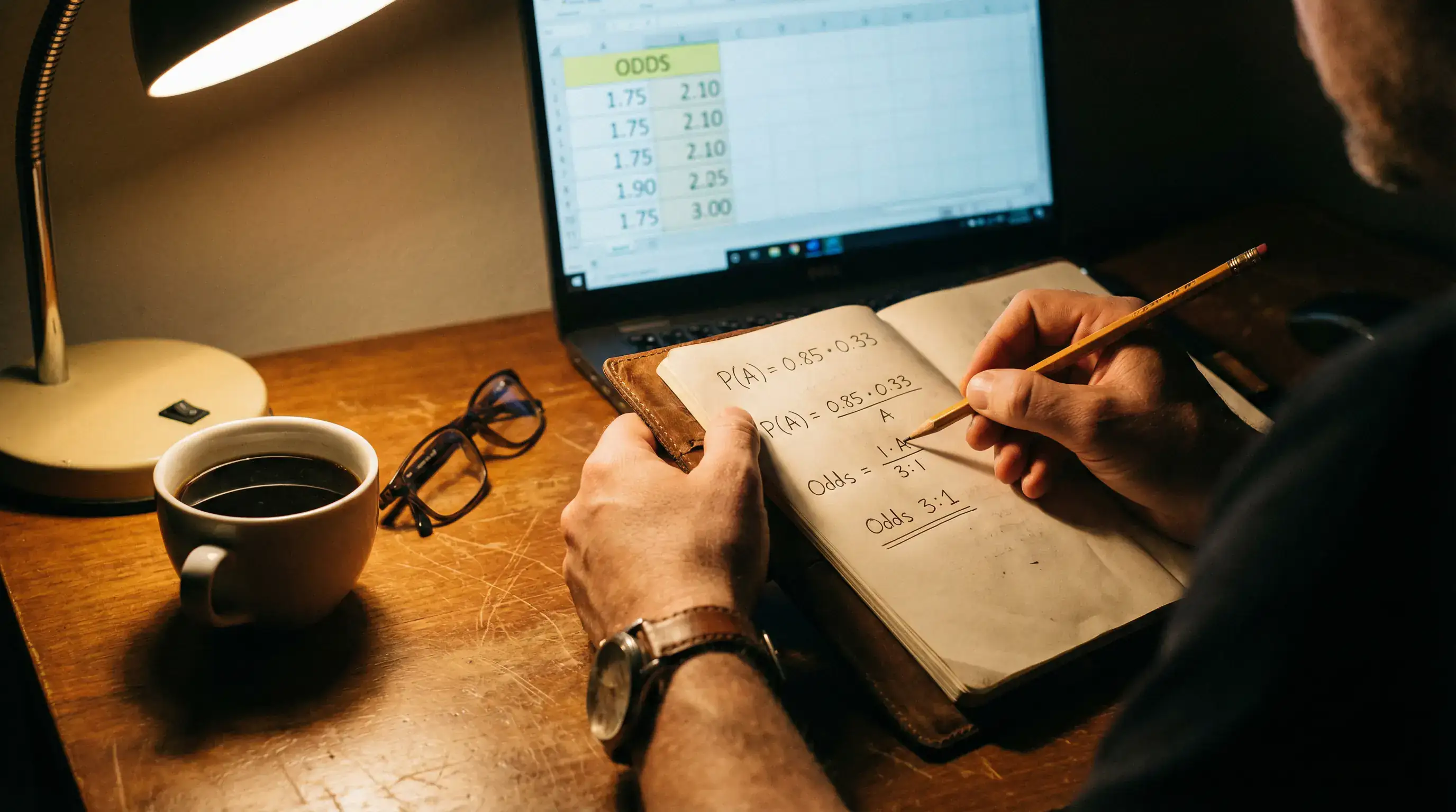 Analista calculando value bets de fútbol con cuotas y probabilidades